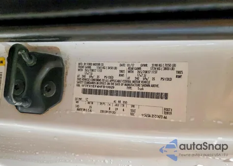 2017 Ford F150 Super Cab z USA, uszkodzony, nr VIN 1FTFX1EF4HFB19929